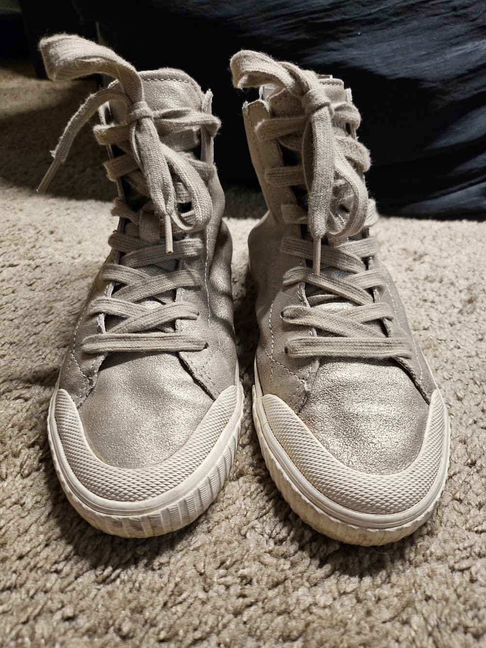 Tretorn Metallic Taupe High-Top Sneakers